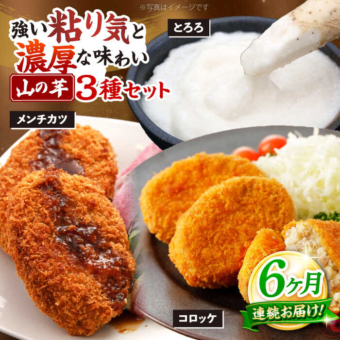 【ふるさと納税】【全6回定期便】【冷凍】山の芋元気セット （ とろろ コロッケ メンチカツ しゅうまい ） 山芋 冷凍 やまいも 長芋 長いも 野菜 定期便 三次市 / 吉舎食品 [APAD007]