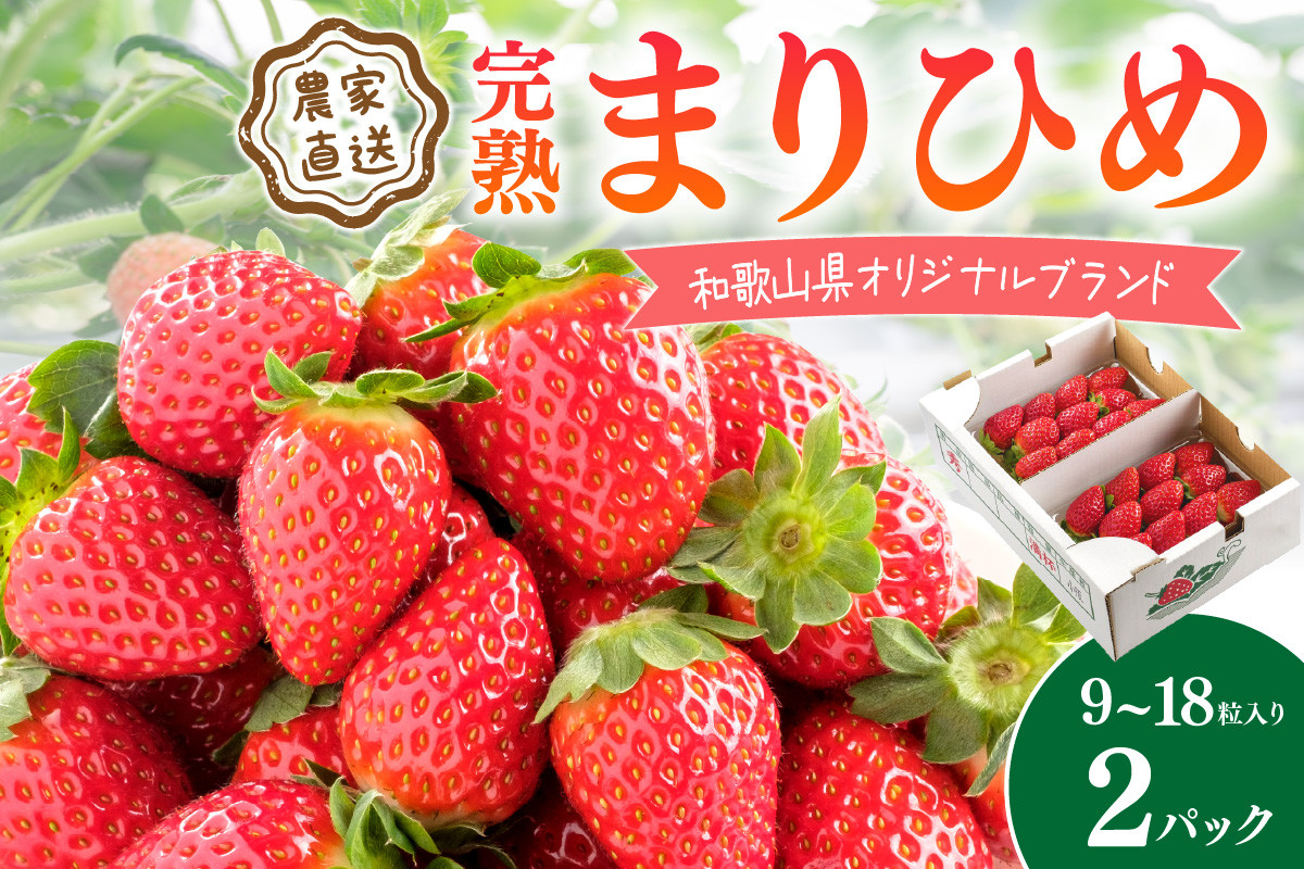 
                  完熟まりひめ（和歌山県オリジナルブランドいちご）9～18粒入×2パック（3月平日）【配送不可地域 北海道 沖縄 離島】 期間限定 苺 イチゴ ケーキ デザート おやつ 果物 フルーツ オリジナルブランド 新鮮 柔らかい 甘い 糖度 旨味 食べ応え抜群

                