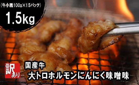 
                  【 訳あり 】大トロホルモン にんにく味噌 1.5kg にんにく 味噌味 ミックス ホルモン 焼き 焼肉 味付 小分け 冷凍 味噌だれ おつまみ 国産 牛 肉
                