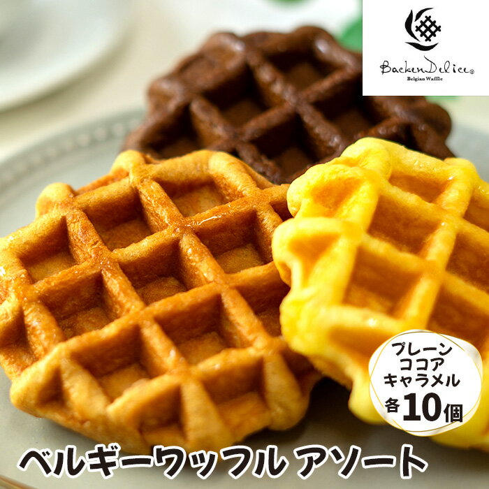 【ふるさと納税】ワッフル ベルギーワッフル アソート プレーン ココア キャラメル 各10個 | ワッフル わっふる ベルギーワッフル 洋菓子 お菓子 スイーツ おやつ 焼菓子 ミルク風味 Backen Delice バッケンデリス 朝食 おすそ分け 食べ比べ 株式会社メモルス 埼玉県 狭山市