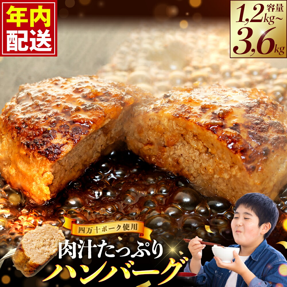 【ふるさと納税】 ハンバーグ 発送月が選べる 年内配送 四万十ポーク 入り 1.2kg 2.4kg 3.6kg ( 200g x 6個 ／ 12個 ／18個 ) 選べる 容量 個包装 化学調味料 不使用 保存料 無添加 ハンバーグ 高知県 ブランド豚 合挽き 年末 年内発送 ふるさと納税ハンバーグ