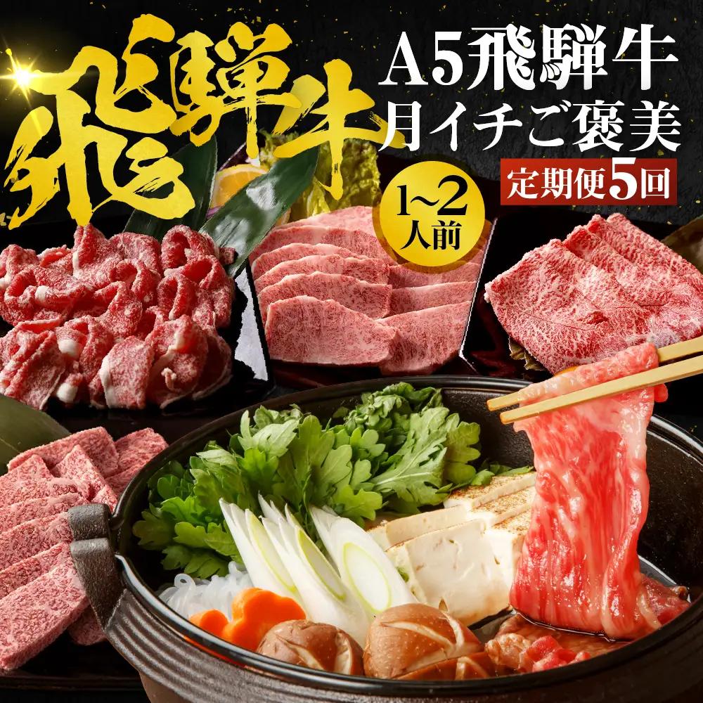 A5飛騨牛 定期便 5回 ちょこちょこお届け 牛肉｜ 定期便 