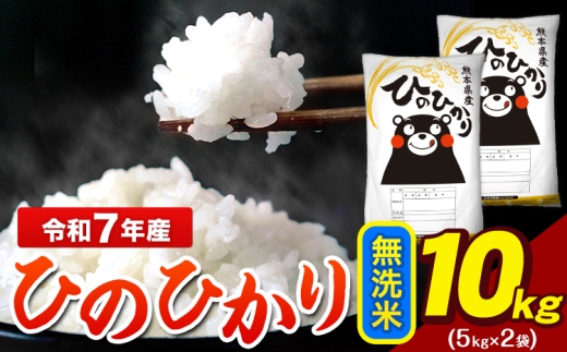 令和7年産 ひのひかり 無洗米 10kg   5kg×2袋 熊本県産（荒尾市産含む） 米 精米 ひの《7-14日以内に出荷予定(土日祝除く)》