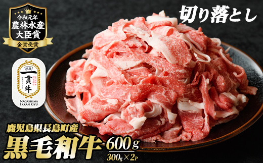 鹿児島県長島町産 黒毛和牛切り落とし (計600g・300g×2P) 牛肉 切り落とし 小分け 黒毛和牛 鹿児島 和牛 切り落とし 牛切り落とし 【宮路ファーム】f-miyaji-1389