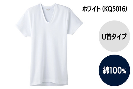 GUNZE【快適工房】半袖U首 ホワイト（KQ5016）Lサイズ 6枚 肌着 メンズ 男性用
