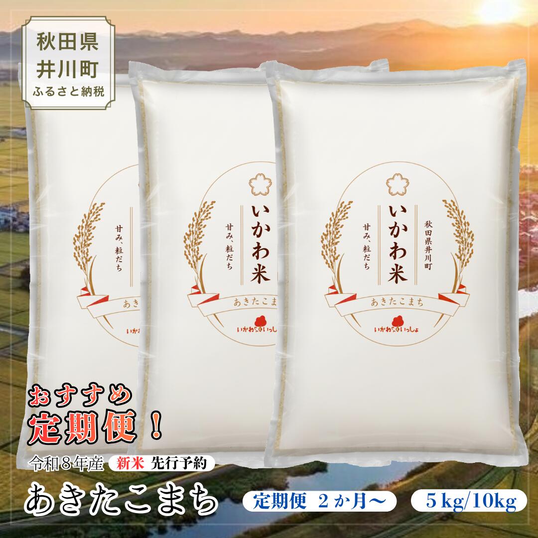 【ふるさと納税】令和8年産 新米 あきたこまち 定期便 5kg 10kg【先行予約】 米 お米 精米 白米 秋田県 井川町 選べる 定期便 容量 回数 2か月～