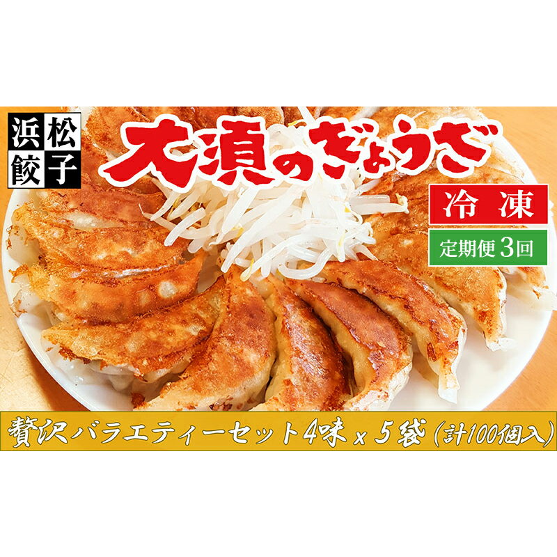 【ふるさと納税】【定期便3回】浜松餃子 大須のぎょうざ［ 浜松ぎょうざ 贅沢バラエティーセット 4味 ＜ レギュラー、こいくち、スタミナ、こくうま ＞］× 5袋（1袋20個入、合計100個） 　お届け：※初回発送から3ヶ月連続でお届けします。