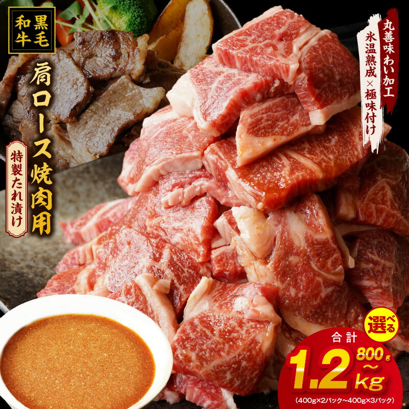 【ふるさと納税】特別寄附金額 黒毛和牛 焼肉用 800g / 1.2kg 肩ロース 特製たれ漬け 丸善味わい加工 【氷温熟成×特製ダレ】 訳あり サイズ不揃い 氷温熟成牛 和牛 牛肉 熟成肉 作り方 ふるさと納税オリジナル 限定 大阪府 泉佐野市 送料無料 肉の泉佐野