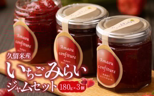 久留米産オリジナルいちご　未来苺（みらいちご）ジャムセット_久留米産 未来苺 みらいちご ジャム 180g × 3個 セット あまおう いちご 甘い オリジナル 上質 果物 フルーツ 朝食 ヨーグルト パン トースト 瓶 国産 南国フルーツ株式会社 お取り寄せ グルメ 福岡県 久留米市 送料無料_Ca007_V1