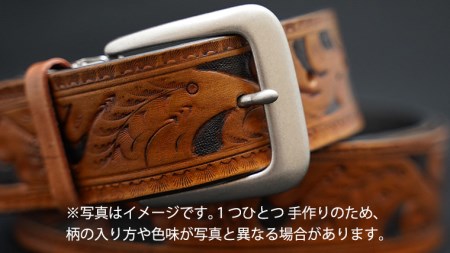 牛革 ベルト (アンティーク・茶染め) 【太さ40mm、厚さ3.5mm、長さ120cm】 父の日 [BE001ya]