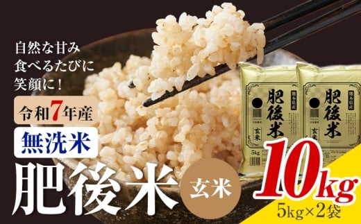 熊本県産 肥後米 無洗米 玄米 10kg 1袋5kg 米 お米 令和7年産 九州産 熊本県産 送料無料【30日以内に出荷予定（土日祝除く）】玄米 無洗米 米
