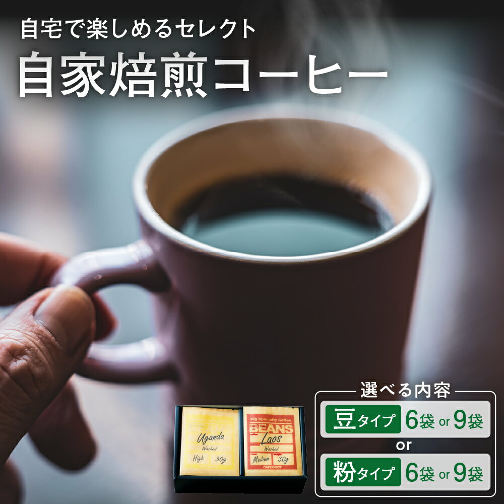 【ふるさと納税】自宅で楽しめる セレクト 種類が選べる 6種 または 9種 タイプが選べる 豆 または 粉 自家焙煎 コーヒー 1袋 30g 自家焙煎珈琲 カフェグート