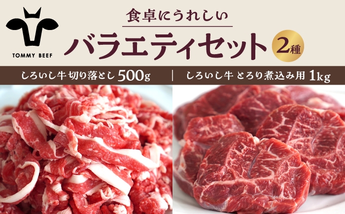
                  【牧場直送】しろいし牛 食卓にうれしいバラエティ セット（切り落とし 500g＆とろり煮込み用 1kg）【佐賀セントラル牧場】佐賀県産 牛肉 お肉 肉 切り落とし 煮込み 詰め合わせ 九州 佐賀県 白石町  白石 [IAH196]
                