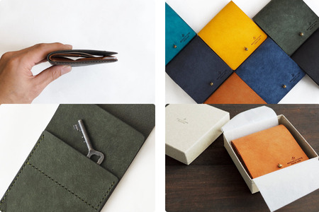 薄い二つ折り財布【全18色】11ターコイズブラウン