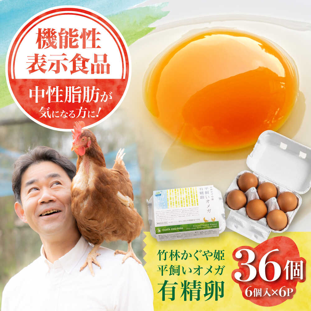 【ふるさと納税】竹林かぐや姫平飼いオメガ有精卵 36個入 たまご 卵【株式会社 緒方エッグファーム】 玉子 平飼い卵 平飼い鶏 有精卵 鶏卵 採れたて 新鮮 たまごかけごはん 卵料理 オムライス 卵焼き 熊本県産 国産 こだわり [AYBG001]