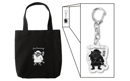鍛冶爺 トートバッグ＆キーホルダーセット バッグ 黒 かわいい 布製 アクリルキーホルダー ゆるキャラ 新潟県三条市 [株式会社プラスワイズ]【011S180】