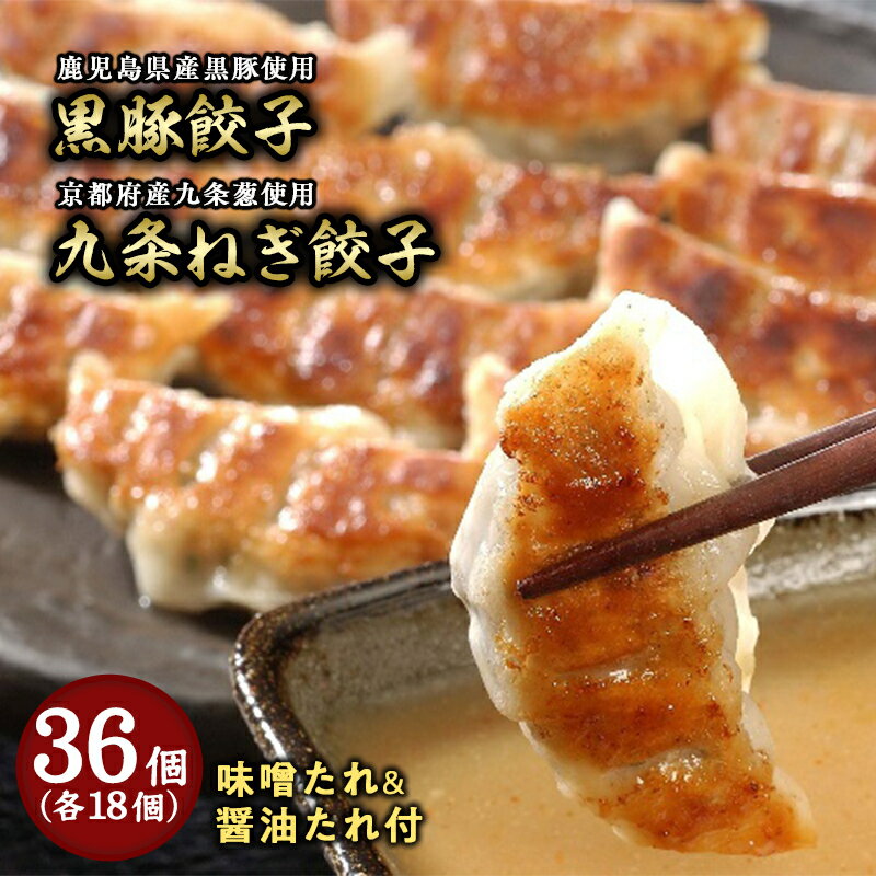 【ふるさと納税】【兵庫県芦屋市】【ふるさと納税】黒豚餃子・九条ねぎ餃子 各1折セット【冷凍 ぎょうざ ギョザ 中華 点心 惣菜 ギフト お中元 お歳暮】　 加工品 冷凍餃子 おかず 夕飯 黒豚100％ ジューシー 肉汁