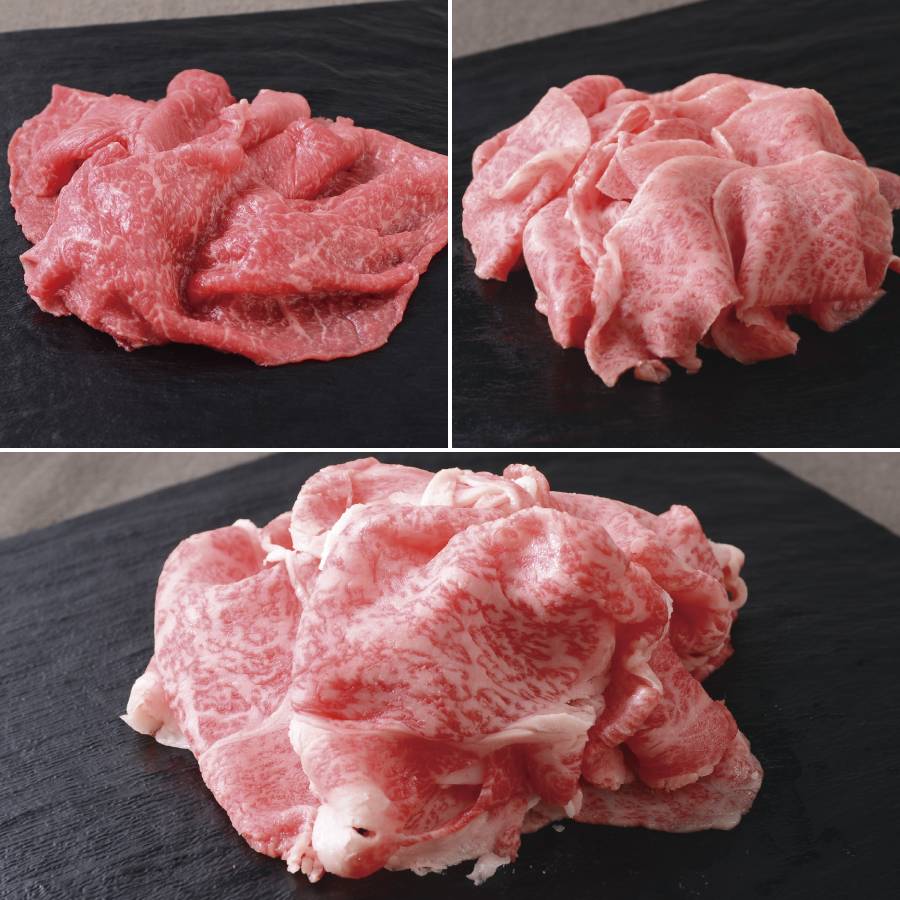 ＜帝神志方ミート＞A5ランク「神戸牛」すき焼き用3種セット（もも・かた・リブロース）各200g（計600g）