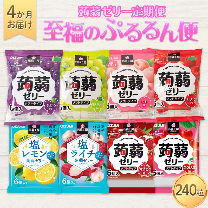 【ふるさと納税】 4か月連続お届け蒟蒻ゼリー定期便 240粒 至福のぷるるん便 F21K-471