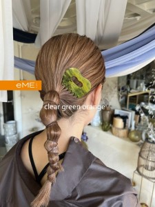 アクリル製 ヘアコーム clear green orange（クリアグリーンオレンジ） ヘアアクセサリー eME　tayu