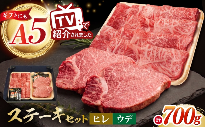 
                  A5ランク ヒレステーキ 300g 薄切りステーキ 400g 長崎和牛 2種セット【肉のあいかわ】 [NA112]
                