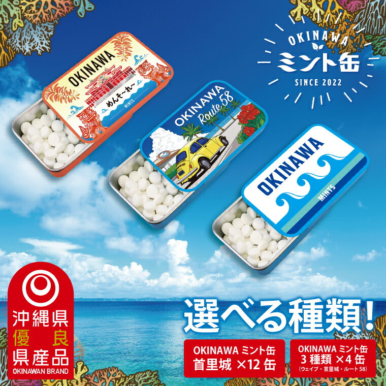 【ふるさと納税】【選べる種類】OKINAWAミント缶　12缶セット｜沖縄 沖縄県 ミント缶 ミント タブレット 沖縄限定 首里城 人気 定番 お土産 贈り物 ギフト セット 送料無料 沖縄県豊見城市 豊見城市(CP002)