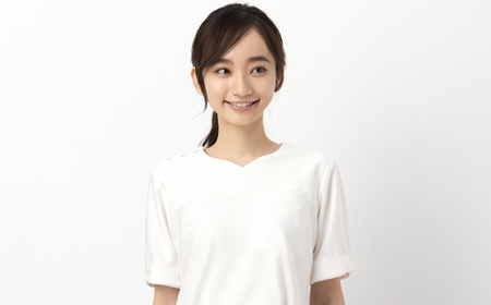 レピウスの白衣 【レディース】 リボンパイピングスクラブ / ネーム刺繍付き (サイズ：Lサイズ、カラー：ホワイト)_0113-005-T04-2-4