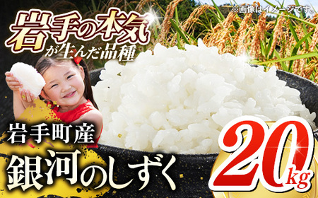 【先行受付】令和7年産 岩手町産 銀河のしずく 20kg(5kg×4袋) ／ 先行予約 新米 白米 ご飯 米 精米 おこめ 単一原料米 ブランド米 新鮮 おすすめ 送料無料 岩手県 岩手町