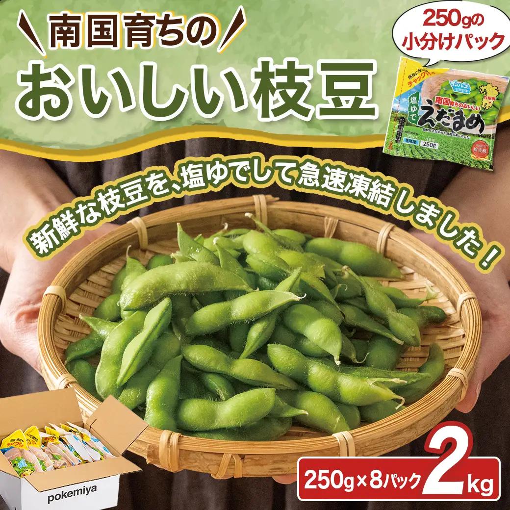≪小分けパック≫南国育ちのおいしい枝豆2kg〔LG-3322〕_(都城市) 塩ゆで 枝豆 急速凍結おつまみ おかず いろどり 小分け250g