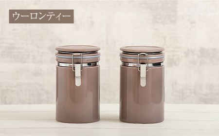 【美濃焼】コーヒーキャニスター200 2個セット ホワイト×ウーロンティー【ZERO JAPAN】保存容器 コーヒー豆 紅茶 緑茶 日本茶 陶器 密閉 密封 遮光 コーヒー 豆 粉 おしゃれ パッキン