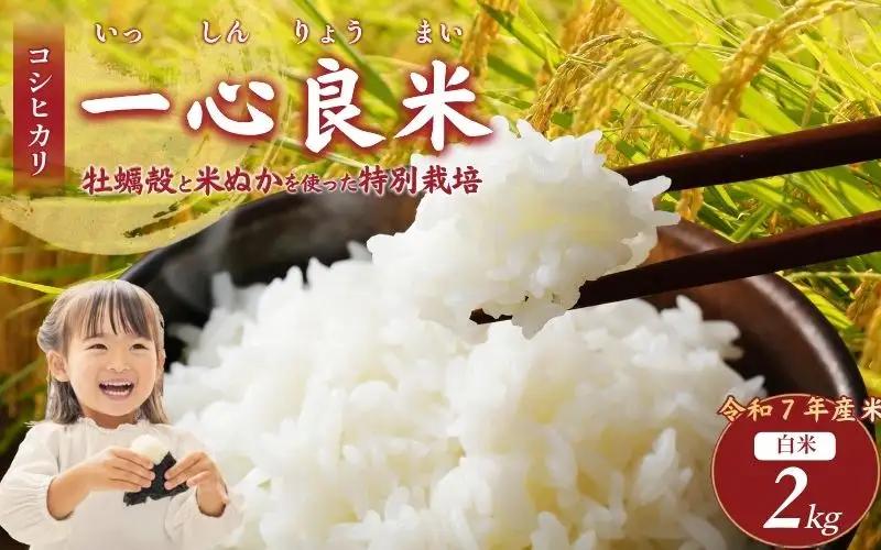 真庭市産 コシヒカリ 米ぬか 牡蠣殻栽培 一心良米 白米 2kg / お米 岡山県 こしひかり 人気 ブランド 令和7年産 2025年産 【tkns018-01】