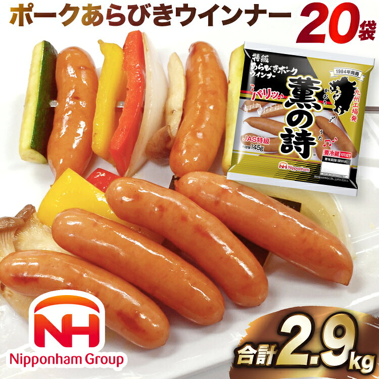 【ふるさと納税】日本ハム 薫の詩 ウインナー 145g×20袋 [日本ハムマーケティング 宮崎県 日向市 452060957] 豚肉 あらびき ポーク ソーセージ ニッポンハム