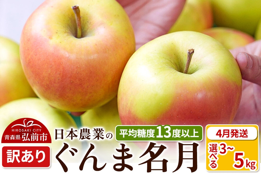 
                  【26年4月クール便発送】りんご 平均糖度13度以上！ぐんま名月【選べる 3kg／5kg】訳あり【CA貯蔵】クール便 青森 果物 フルーツ 林檎 リンゴ くだもの 不揃い 規格外 [アップル 果物 産地直送 フルーツ 青森県 弘前市]
                