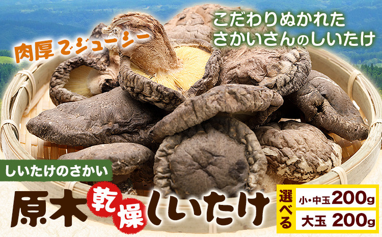 
            しいたけ 阿蘇 原木乾燥しいたけ 選べる大きさ 小・中玉 または 大玉 200g《30日以内に出荷予定(土日祝除く)》原木 干し 乾燥 しいたけ 原木栽培 産山村 しいたけのさかい
          