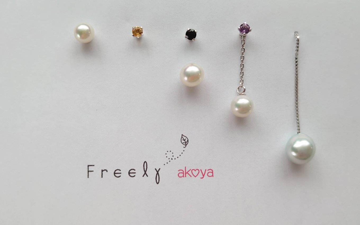 
【050-107】【BEAMS JAPAN監修】【真珠のカスタマイズピアス】akoya Freelyピアス*
