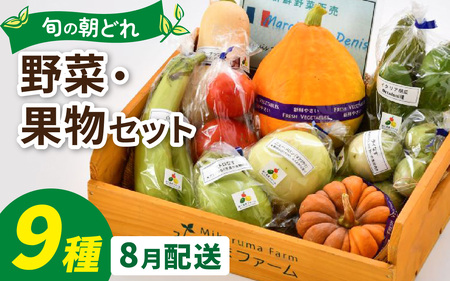 朝どれ 旬な野菜 果物セット９種類セット【お届け対象月 8月】農薬・化学肥料不使用