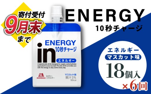 定期便 6回 inゼリー エネルギー 18個入り マスカット味 180g×18個×6回 インゼリー ゼリー飲料 まとめ買い 森永製菓 栄養補給 10秒チャージ スポーツ エネルギー補給 アスリート 飲むゼリー 小腹 非常食 常温保存 手軽 三島市 静岡県