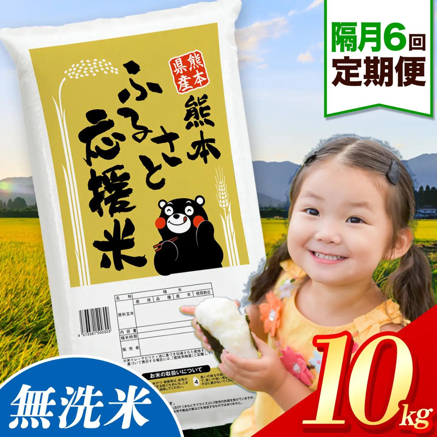 【隔月6ヶ月定期便】米 無洗米 熊本 ふるさと応援 米 10kg 無洗米