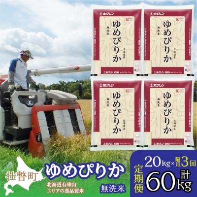 ふるさと納税 壮瞥町 【R6年産】【隔月3回】(無洗米20kg)ホクレンゆめぴりか(無洗米5kg×4袋) SBTD068