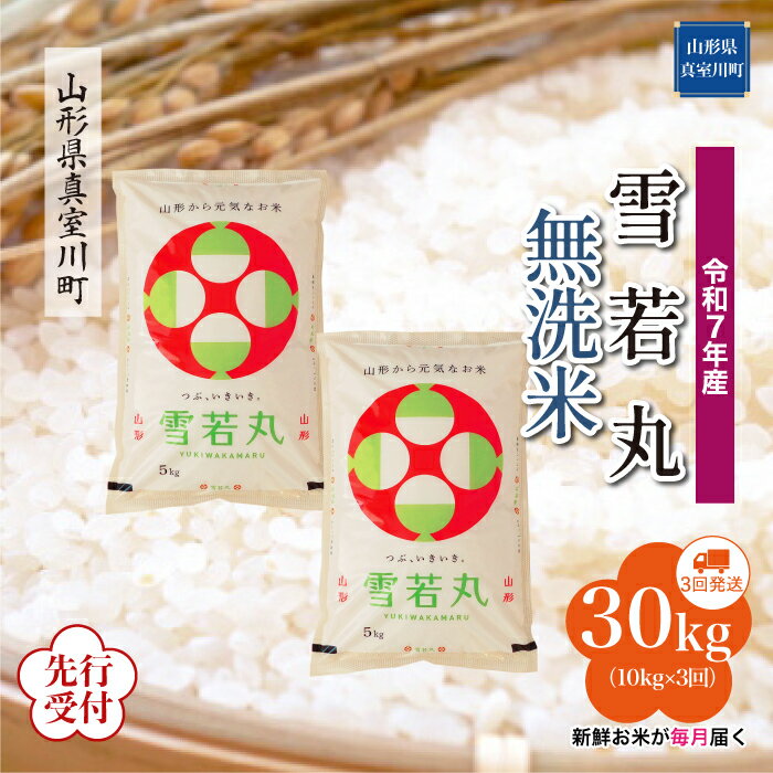 【ふるさと納税】 ※先行受付※ 令和7年産 真室川町厳選 雪若丸 ［無洗米］ 30kg 定期便（10kg×3回お届け）