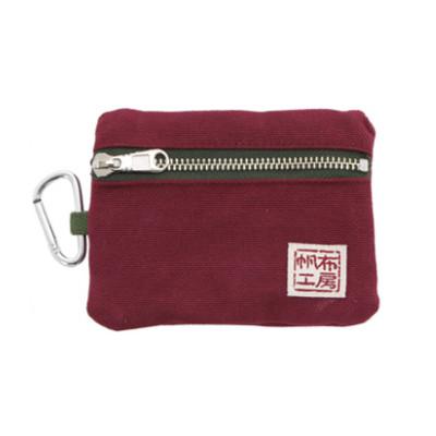 ふるさと納税 加東市 帆布工房　ティッシュ入れ付きポーチ(ダークレッド)　約10×13cm