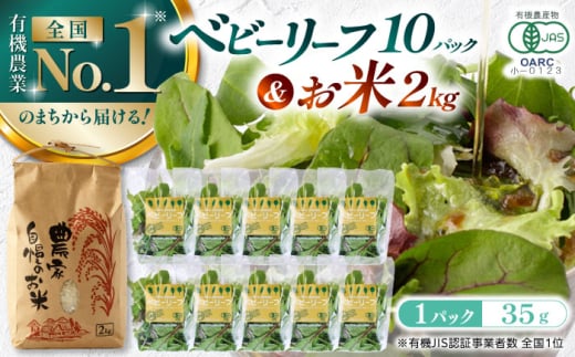 山都産ベビーリーフ350gとお米2kgのセット 有機野菜 産地直送 高原野菜 山都町産 有機JAS認証取得 国産 ベビーリーフ 野菜 サラダ 小分け お米 セット 【株式会社 清和ミネラル会】 [YBT012]