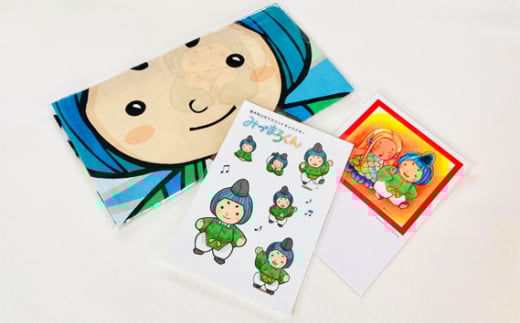 No.102 みづまろくん「手ぬぐい＋シール1枚＋ポストカード1枚」 ／ ご当地キャラクター ご当地 キャラ マスコットキャラクター マスコット ゆるキャラ キャラクターグッズ オリジナル 応援 地域応援 かわいい 可愛い 癒し 癒やし みづまろくん 大阪府