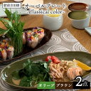 【ふるさと納税】[肥前吉田焼] オーバルプレート -Classical color- 2点 （ブラウン-オリーブ） やきもの 焼き物 磁器 器 肥前吉田焼 佐賀県嬉野市/江口製陶所 [NAZ103]