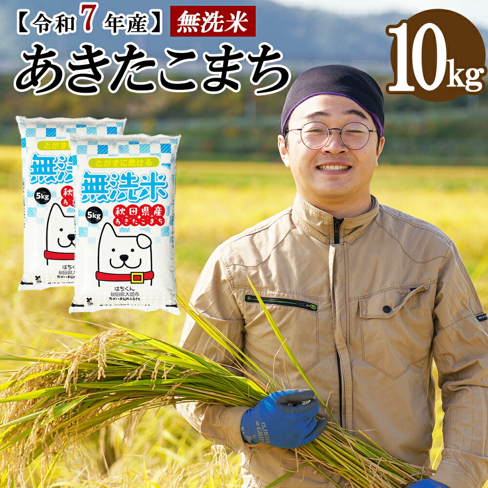【ふるさと納税】【令和7年産先行受付】秋田県産「あきたこまち（無洗米）」 10kg（5kg×2袋）【2025年産 白米 精米 東北産 粘り 弾力性 節約 手間なし 国産 旨み 香り 栄養 のし対応可能 おにぎり お弁当 真正ファーム 送料無料】145P9201