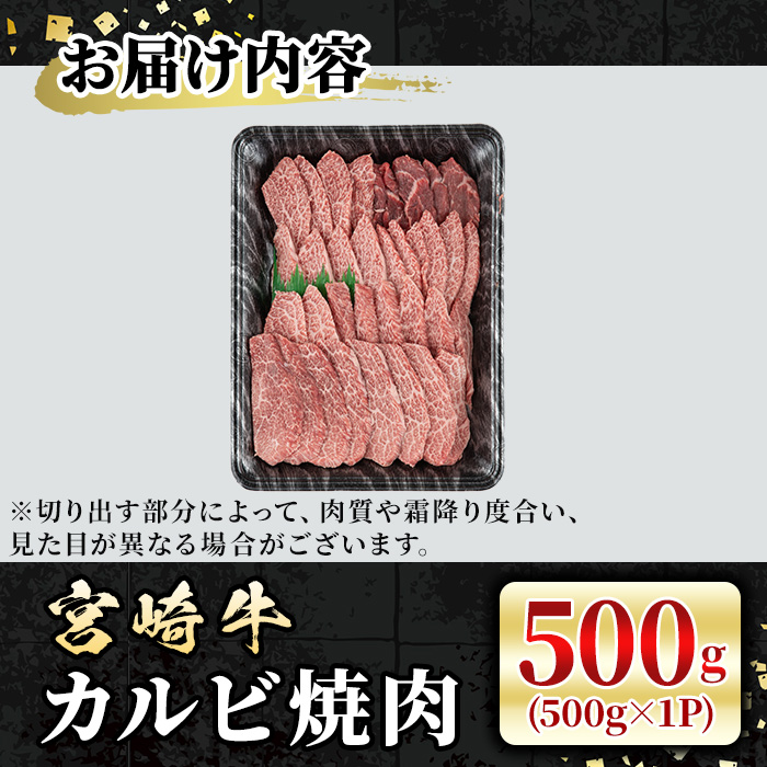 宮崎牛 カルビ焼肉(500g) 牛肉 肉 ブランド牛  冷凍 国産 精肉 お取り寄せ 黒毛和牛 宮崎県 【LJ010】【レグセントジョイラー株式会社】