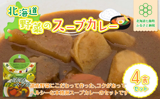 北海道野菜のスープカレー4食セット 北海道産野菜使用 ふるさと納税 人気 おすすめ ランキング 野菜のスープカレー スープカレー 北海道名物 北海道 七飯町 送料無料 NAO018