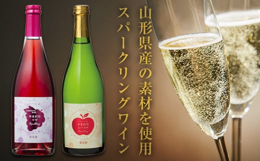 FYN6-108 月山山麓 シードルスパークリング＆ロゼスパークリング ワインセット ライトボディ 山形県 西川町