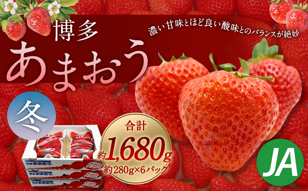 
博多 あまおう 6パック（冬）【2024年12月上旬～2025年1月下旬発送予定】
