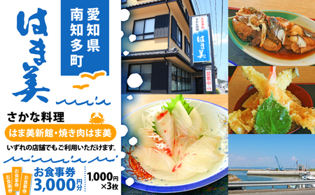 お食事処 はま美 食事券 3000円 海鮮 ( 1000円 × 3枚 ) 観光 レジャー チケット 旅行 お食事券 利用券 天ぷら 焼き肉